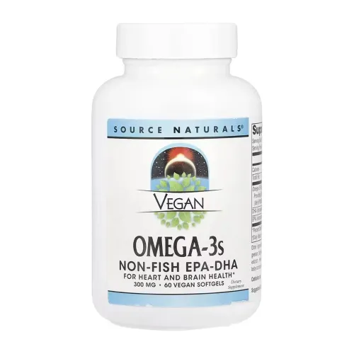 Омега Source Naturals Vegan Omega-3s EPA-DHA 300mg, 60 капсул - Фото№1