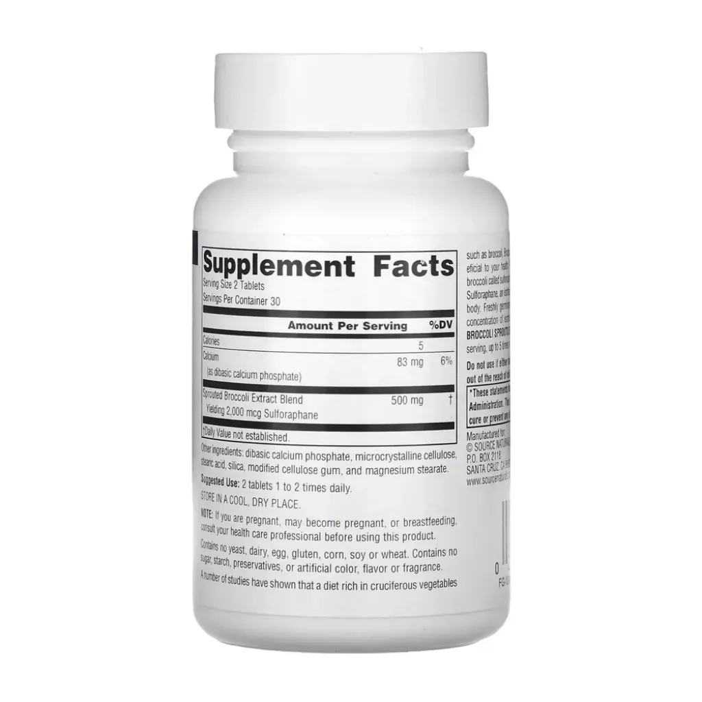 Суперфуды Source Naturals Broccoli Sprouts Extract 250mg, 60 таблеток