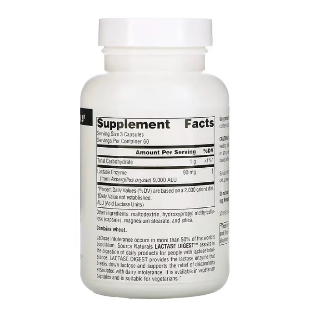 Ферменты для переваривания лактозы Lactase Digest 30 mg Source Naturals, 180 капсул Ферменты для переваривания лактозы Lactase Digest 30 mg Source Naturals, 180 капсул