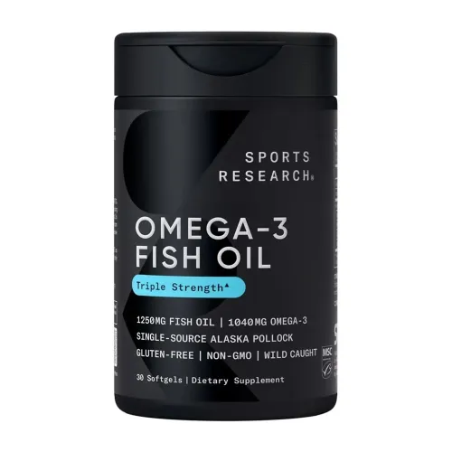 Омега 3 Sports Research Omega-3 Fish Oil Alaska Pollock 1250mg, 30 капсул - Фото№1