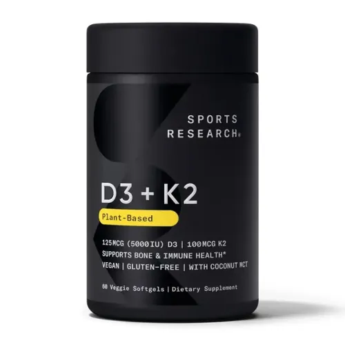 Вітамін D3+K2 Sports Research Vegan D3 5000iu + Vitamin K2 100mcg, 60 капсул - Фото№1 Вітамін D3+K2 Sports Research Vegan D3 5000iu + Vitamin K2 100mcg, 60 капсул - Фото№1