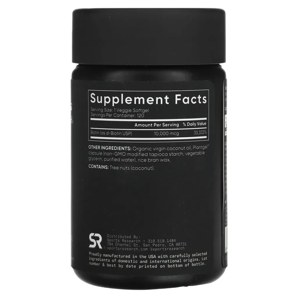 Вітамін В7 Biotin 10,000mcg Sport Research, 120 капсул Вітамін В7 Biotin 10,000mcg Sport Research, 120 капсул