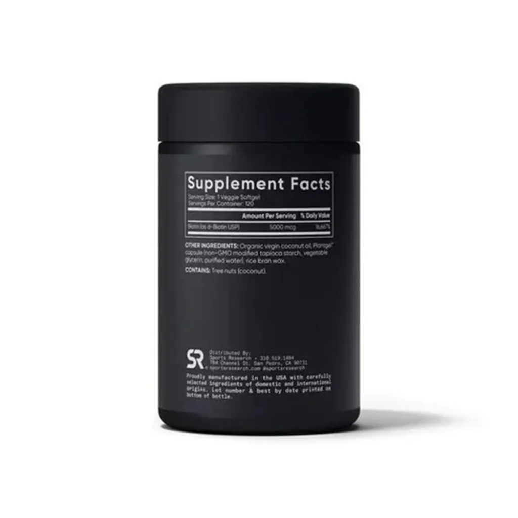 Витамин В7 Biotin 5000mcg Sport Research, 120 капсул