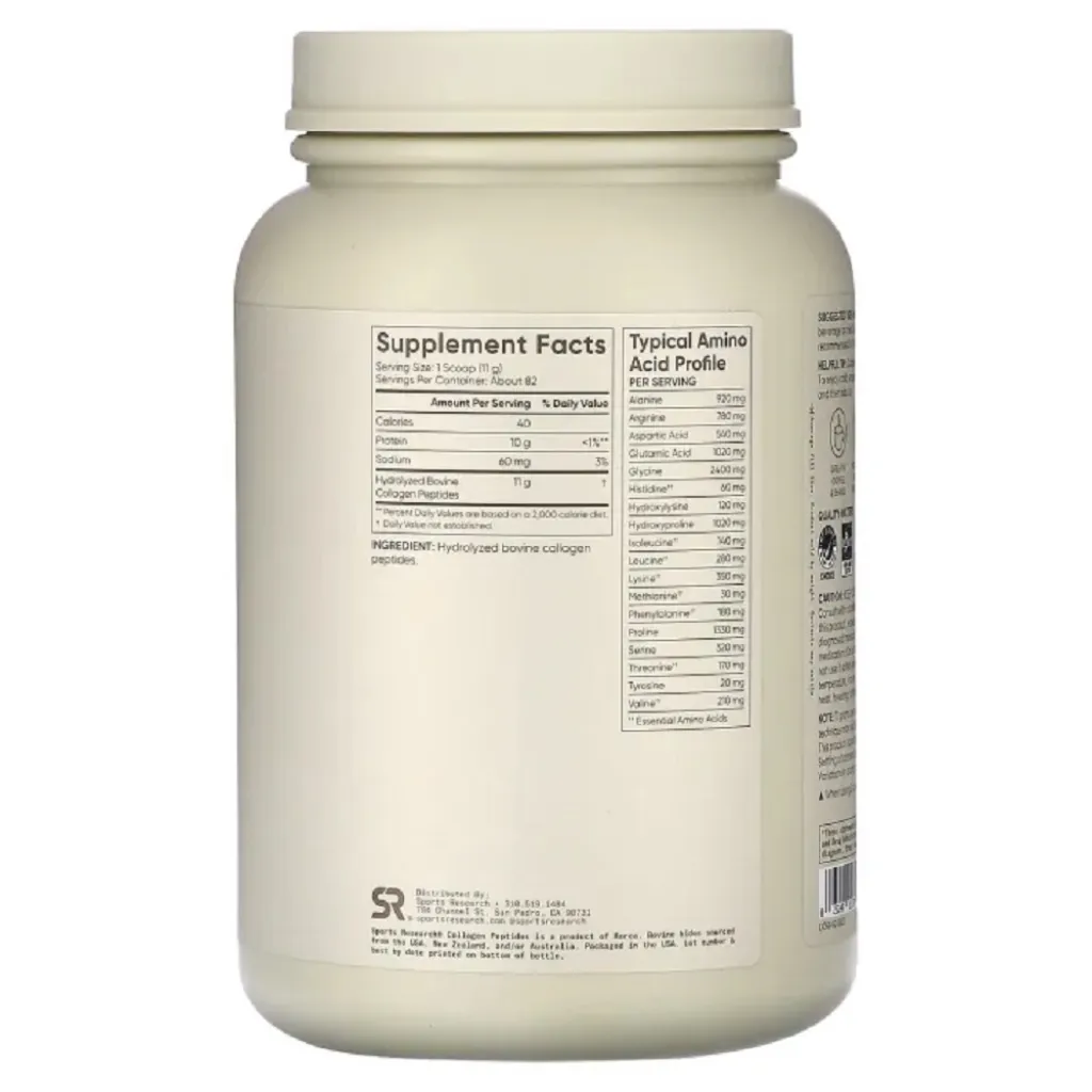 Колагенові пептиди Collagen Peptides Unflavored Sports Research, 907 г Колагенові пептиди Collagen Peptides Unflavored Sports Research, 907 г