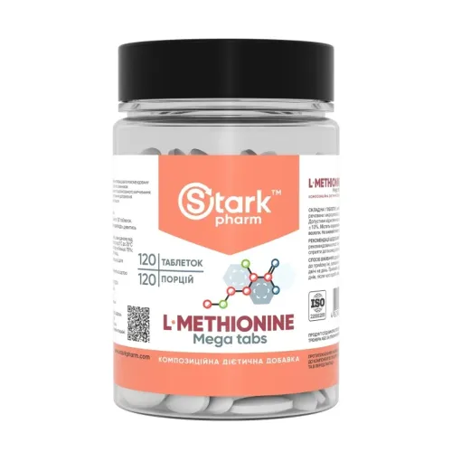 Амінокислоти Stark Pharm L-Methionine 500 mg, 120 капсул - Фото№1
