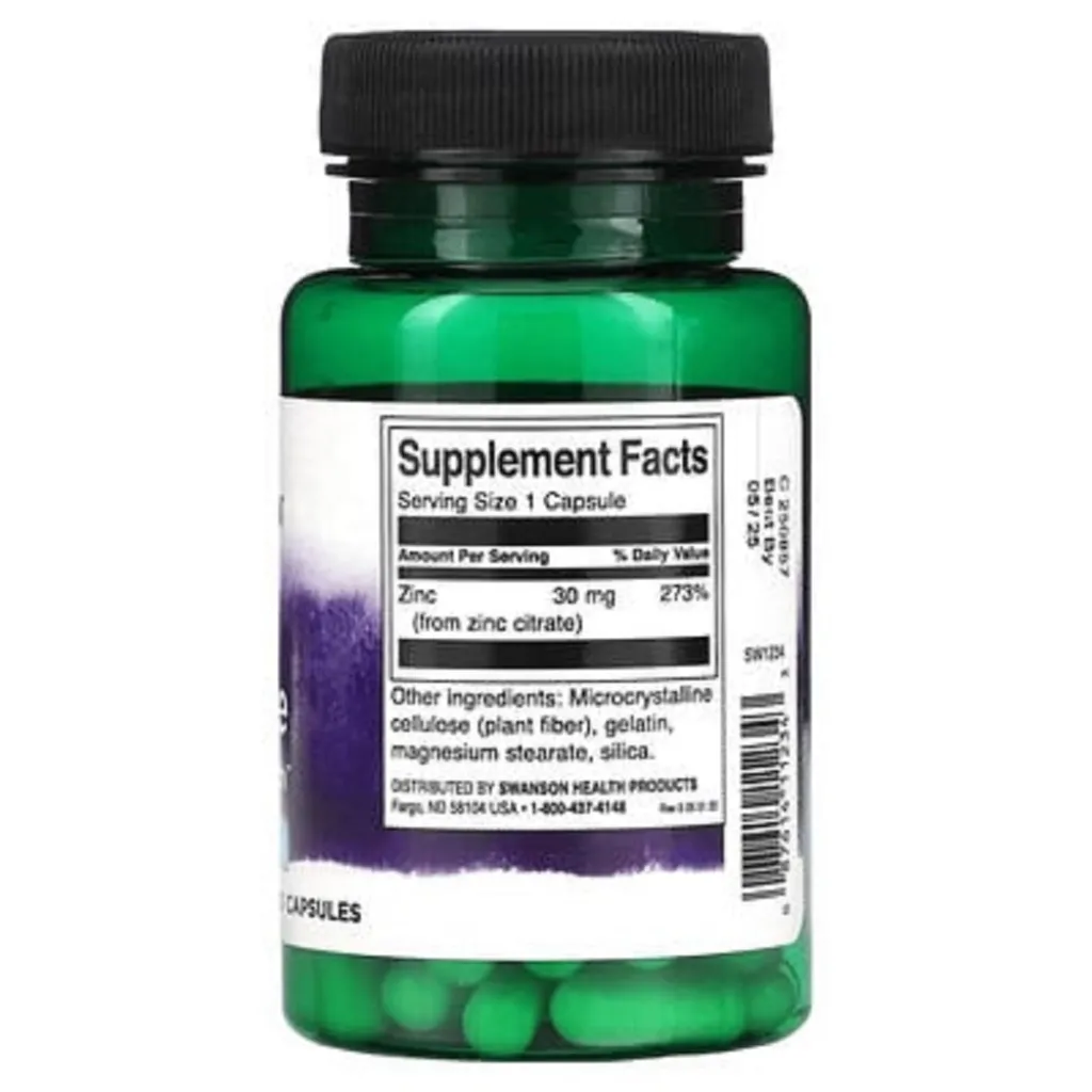 Дієтична добавка цинк Zinc Citrate 30 mg Swanson, 60 капсул Дієтична добавка цинк Zinc Citrate 30 mg Swanson, 60 капсул