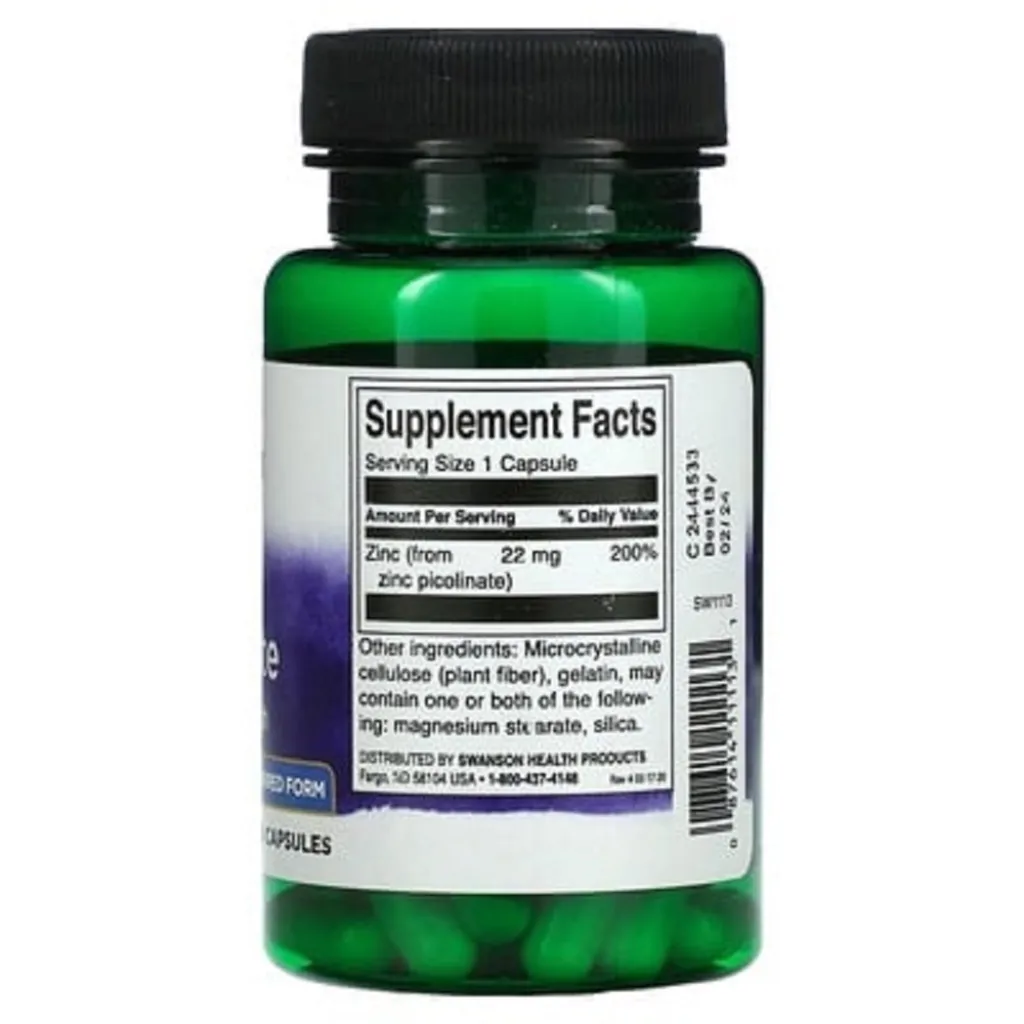 Диетическая добавка цинк Zinc Picolinate 22 mg Swanson, 60 капсул Диетическая добавка цинк Zinc Picolinate 22 mg Swanson, 60 капсул