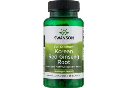 Адаптогены Korean Red Ginseng Root 400 mg Swanson, 90 капсул