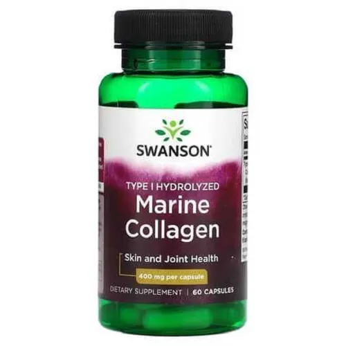 Морской коллаген Type I Hydrolyzed Marine Collagen Peptides 400mg Swanson, 60 капсул - Фото№1
