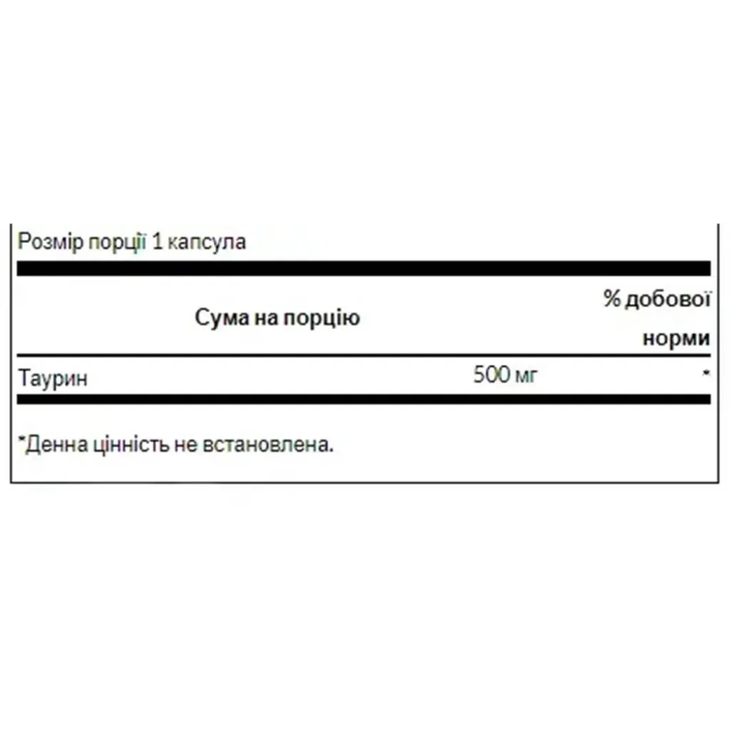 Амінокислоти Swanson Taurine 500mg, 100 капсул Амінокислоти Swanson Taurine 500mg, 100 капсул