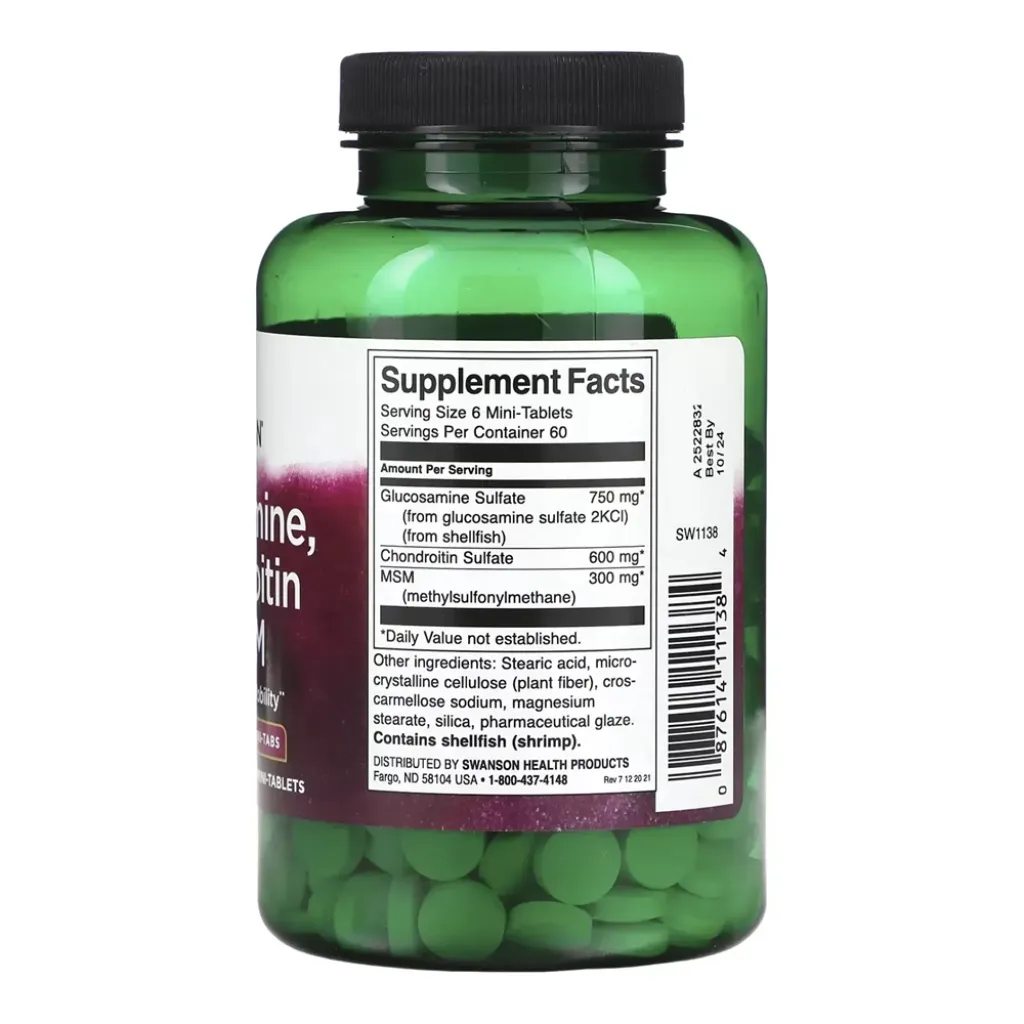 Хондропротектори Swanson Glucosamine, Chondroitin Msm Mini Tabs, 360 таблеток Хондропротектори Swanson Glucosamine, Chondroitin Msm Mini Tabs, 360 таблеток