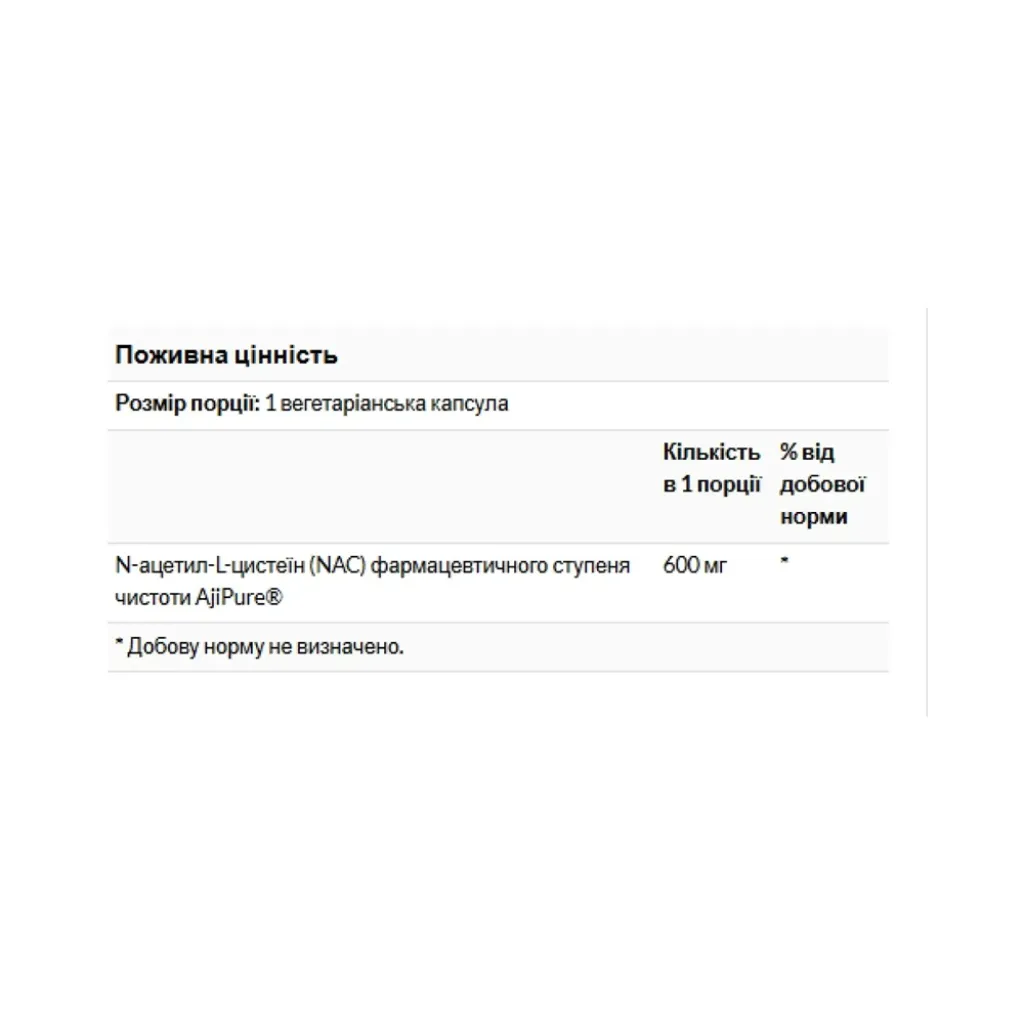 Антиоксидант Swanson N-Acetyl Cysteine 600mg, 60 капсул