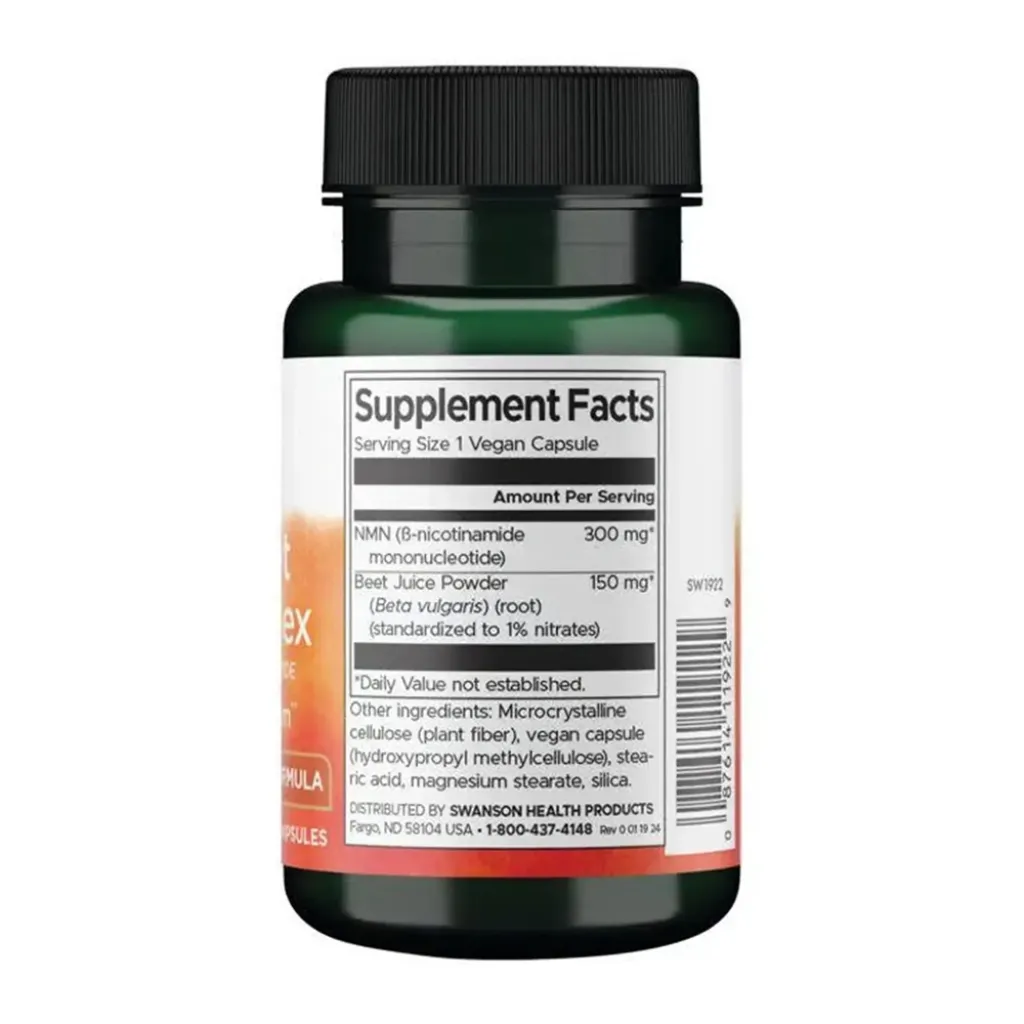 Антиоксидант Swanson NMN + Beet Root Complex, 30 капсул Антиоксидант Swanson NMN + Beet Root Complex, 30 капсул