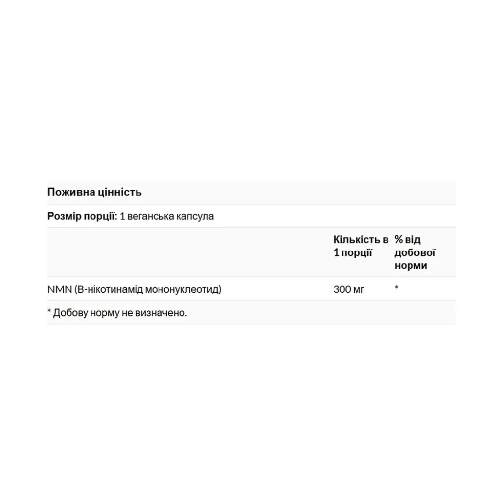Антиоксидант Swanson NMN Nicotinamide Mononucleotide 300mg, 30 капсул