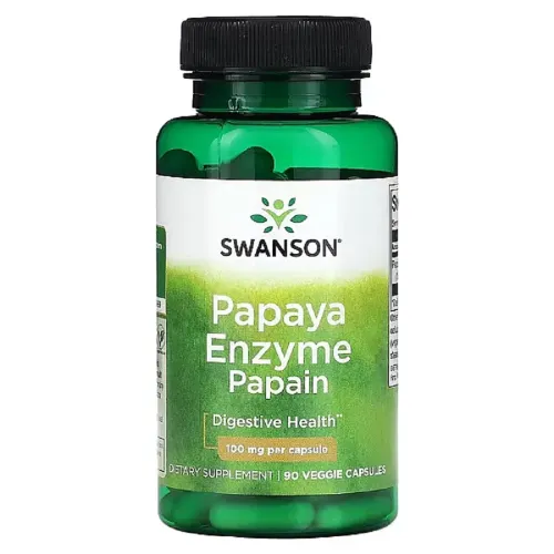 Ферменты Papaya Enzyme Papain 100 mg Swanson, 90 капсул - Фото№1 Ферменты Papaya Enzyme Papain 100 mg Swanson, 90 капсул - Фото№1