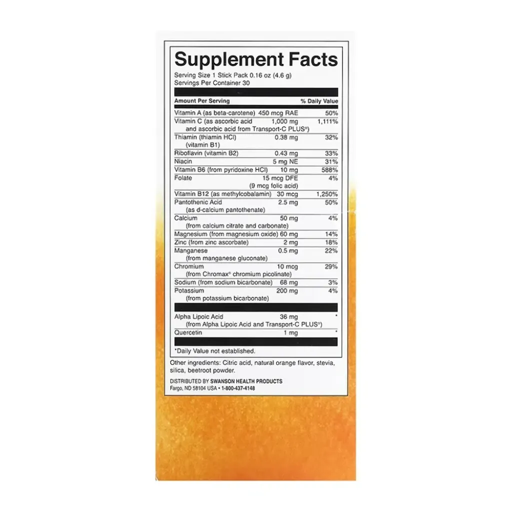 Диетическая добавка Swanson Витамины Energy C with Electrolytes Orange, 30 саше Диетическая добавка Swanson Витамины Energy C with Electrolytes Orange, 30 саше