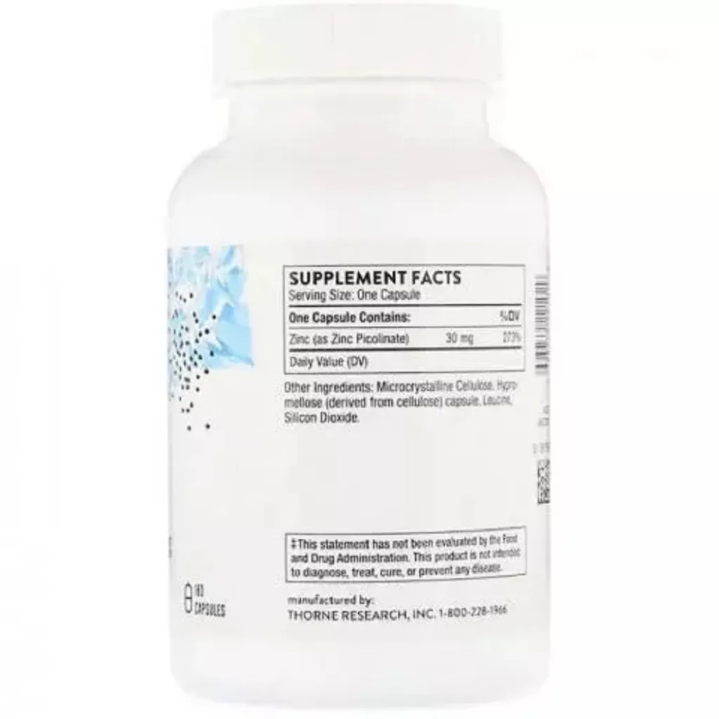 Диетическая добавка цинк Zinc Picolinate 30 mg Thorne, 180 капсул