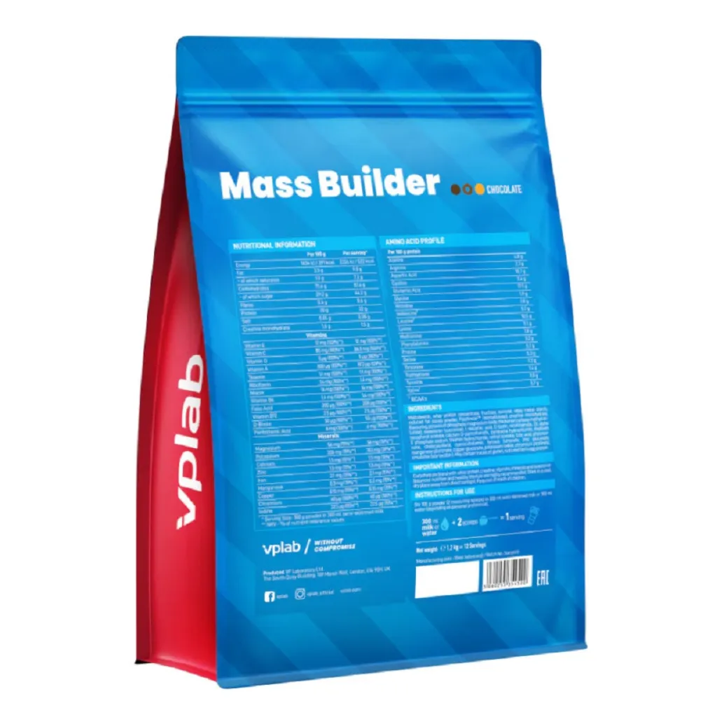 Гейнери та вуглеводи Mass Builder Chocolate VPLab, 1200 г Гейнери та вуглеводи Mass Builder Chocolate VPLab, 1200 г