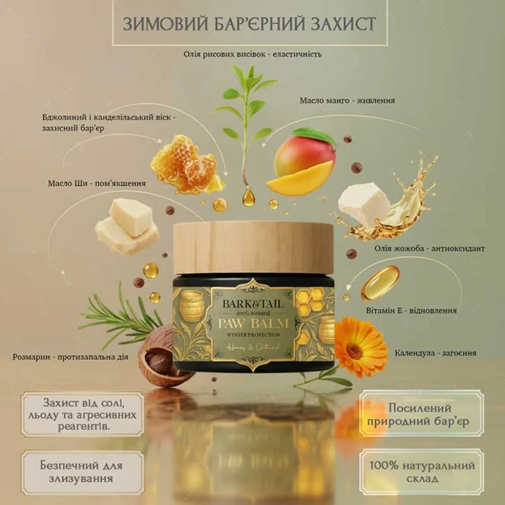 Бальзам для лап зимняя защита Bark Tail - Paw Balm Winter Protection, Honey Oatmeal, 50 г Бальзам для лап зимняя защита Bark Tail - Paw Balm Winter Protection, Honey Oatmeal, 50 г