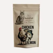 Натуральное лакомство для кошек курица с лососем Bark Tail - Cat Treats 100 % Chicken Salmon, 50 г