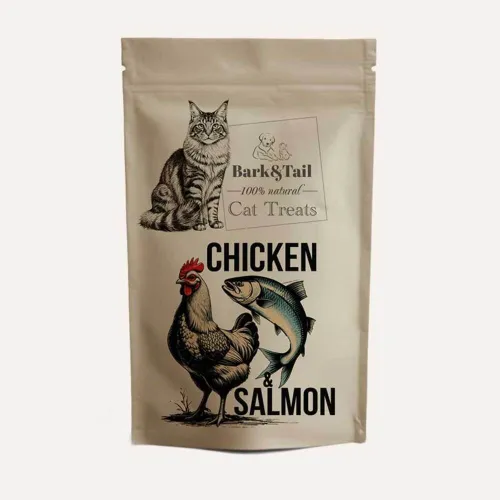 Натуральное лакомство для кошек курица с лососем Bark Tail - Cat Treats 100 % Chicken Salmon, 50 г - Фото№1 Натуральное лакомство для кошек курица с лососем Bark Tail - Cat Treats 100 % Chicken Salmon, 50 г - Фото№1