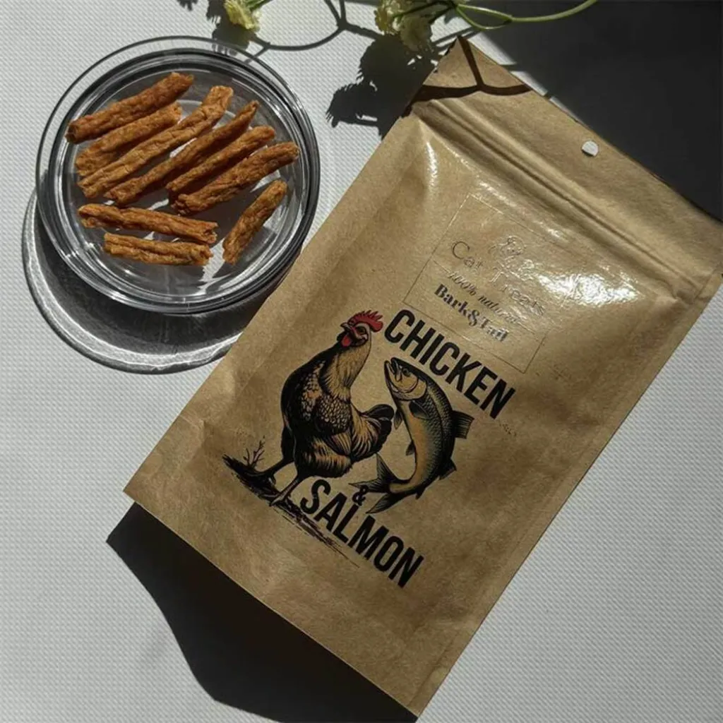 Натуральное лакомство для кошек курица с лососем Bark Tail - Cat Treats 100 % Chicken Salmon, 50 г Натуральное лакомство для кошек курица с лососем Bark Tail - Cat Treats 100 % Chicken Salmon, 50 г