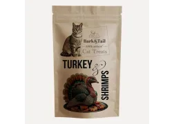Натуральное лакомство для кошек индейка и креветка Bark Tail - Cat Treats Turkey Shrimps, 50 г Натуральное лакомство для кошек индейка и креветка Bark Tail - Cat Treats Turkey Shrimps, 50 г
