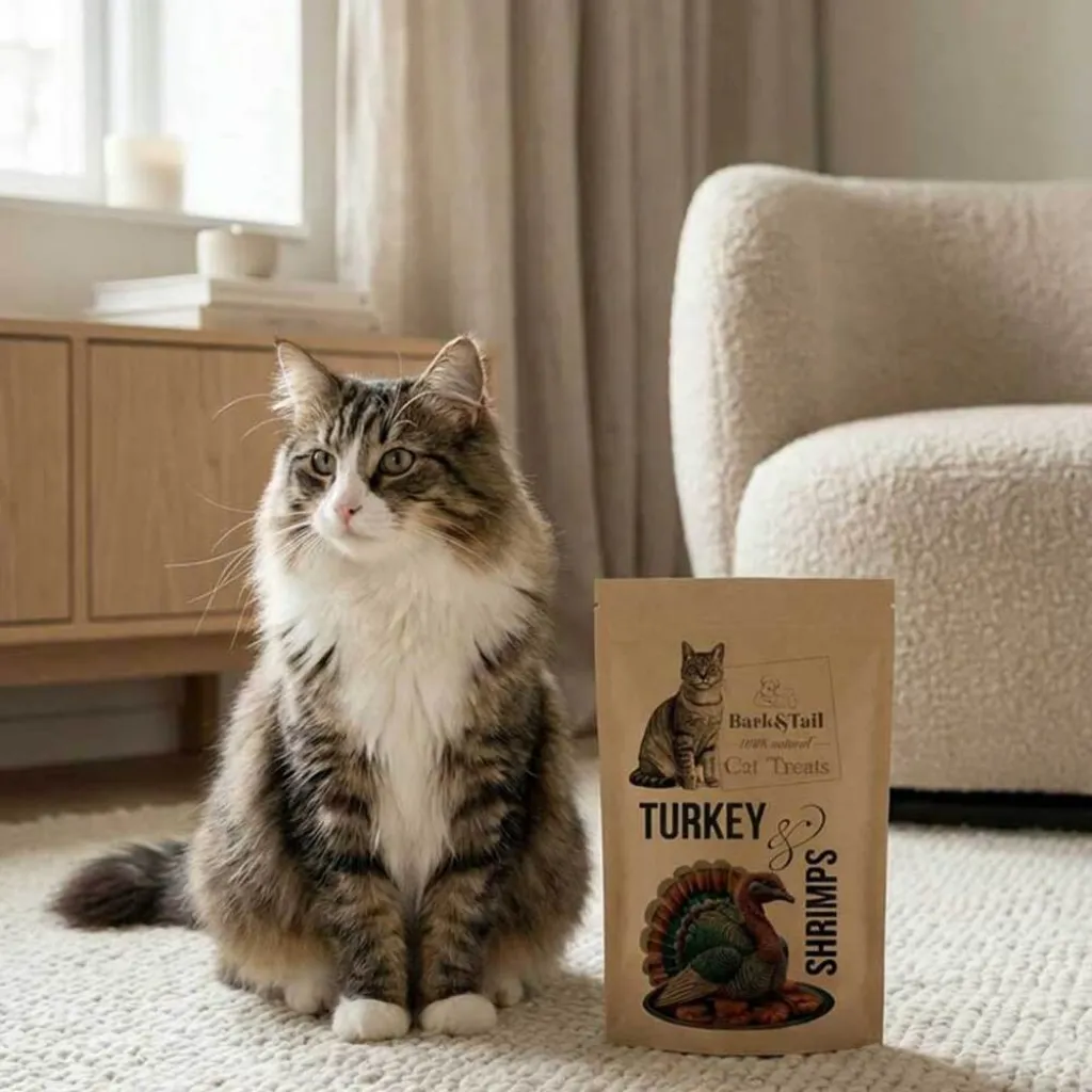 Натуральное лакомство для кошек индейка и креветка Bark Tail - Cat Treats Turkey Shrimps, 50 г Натуральное лакомство для кошек индейка и креветка Bark Tail - Cat Treats Turkey Shrimps, 50 г
