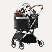 Візок для прогулянок для собак та котів Bello Cow Stria, чорний/білий