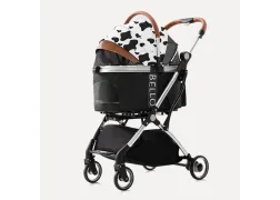 Візок для прогулянок для собак та котів Bello Cow Stria, чорний/білий Візок для прогулянок для собак та котів Bello Cow Stria, чорний/білий