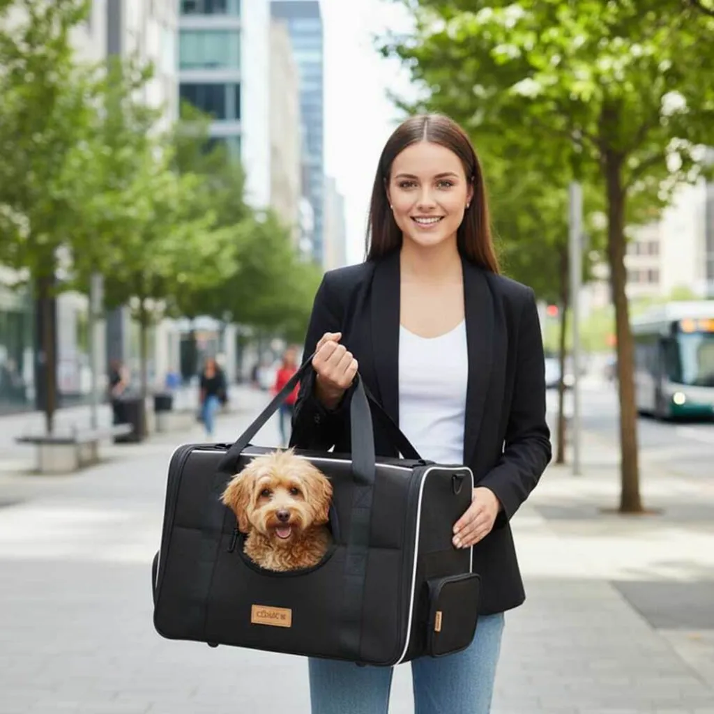 Дорожная и авиа переноска для собак и кошек Cadoca Comfort Dog Carrier 2-in-1 Anthracite