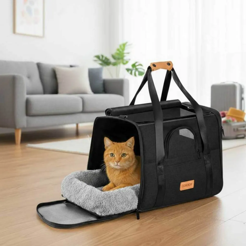 Дорожная и авиа переноска для собак и кошек Cadoca Comfort Dog Carrier 2-in-1 Anthracite