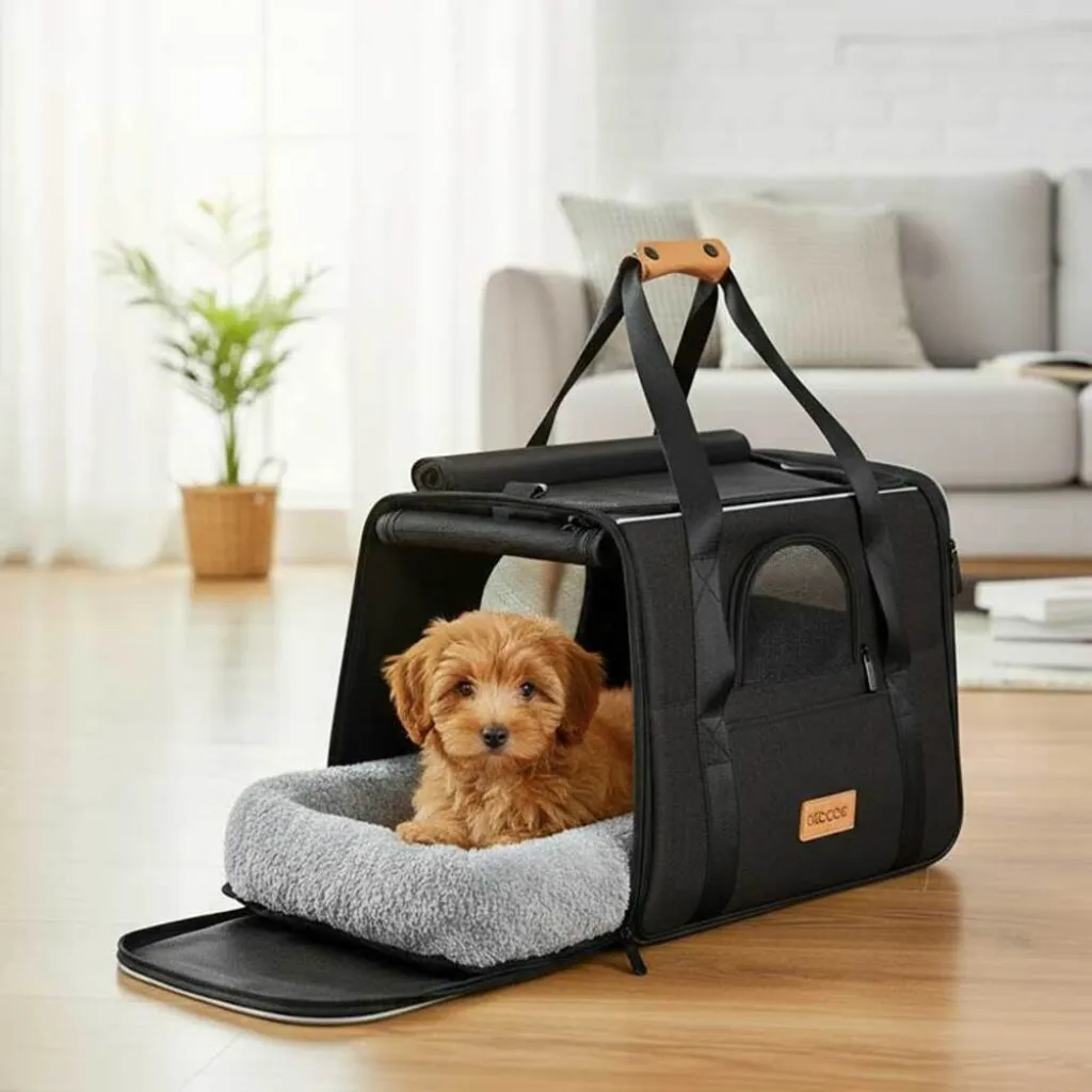 Дорожная и авиа переноска для собак и кошек Cadoca Comfort Dog Carrier 2-in-1 Anthracite