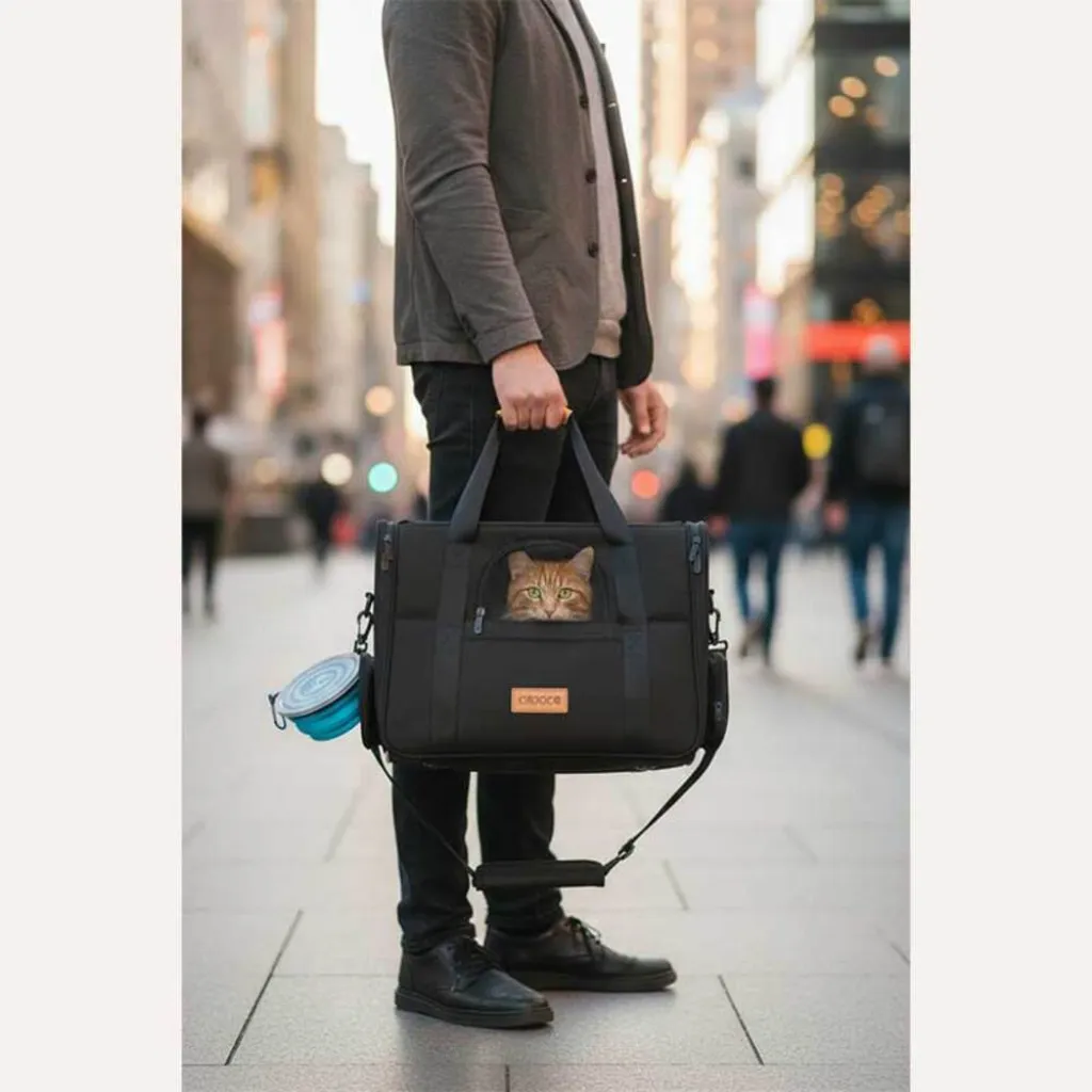Дорожная и авиа переноска для собак и кошек Cadoca Comfort Dog Carrier 2-in-1 Anthracite