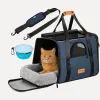 Дорожная и авиа переноска для собак и кошек Cadoca Comfort Dog Carrier 2-in-1 Dark blue - Фото№7