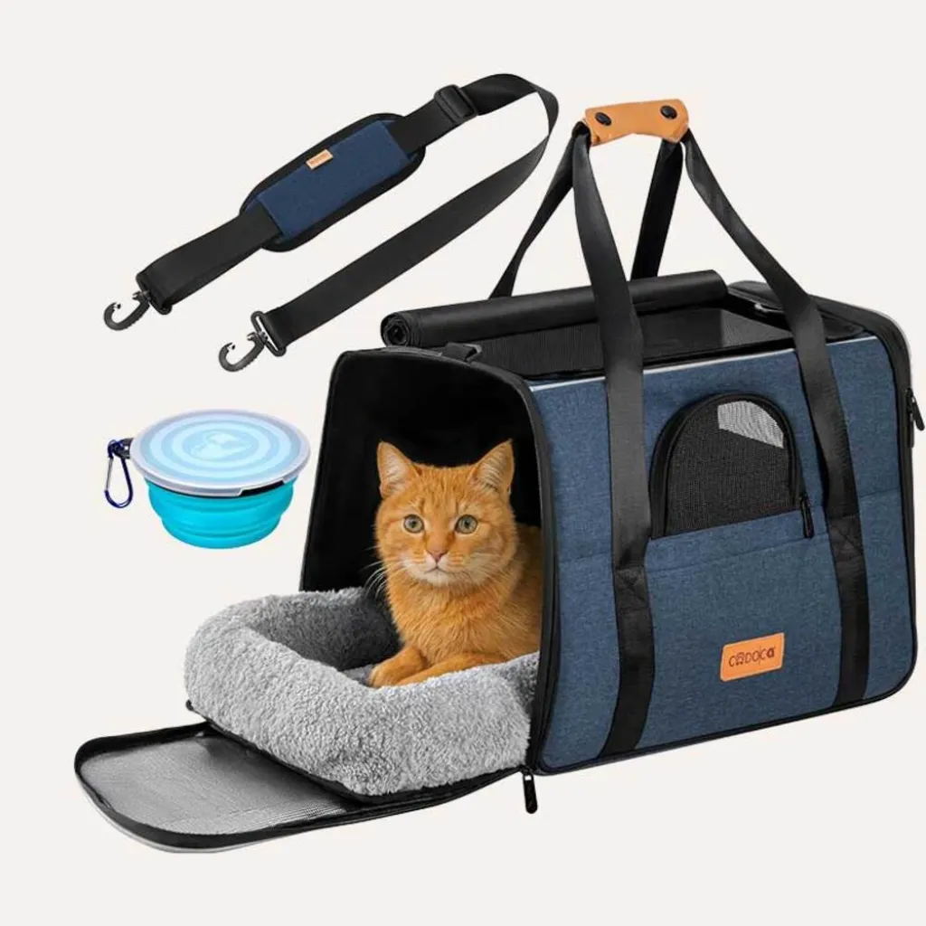 Дорожная и авиа переноска для собак и кошек Cadoca Comfort Dog Carrier 2-in-1 Dark blue Дорожная и авиа переноска для собак и кошек Cadoca Comfort Dog Carrier 2-in-1 Dark blue