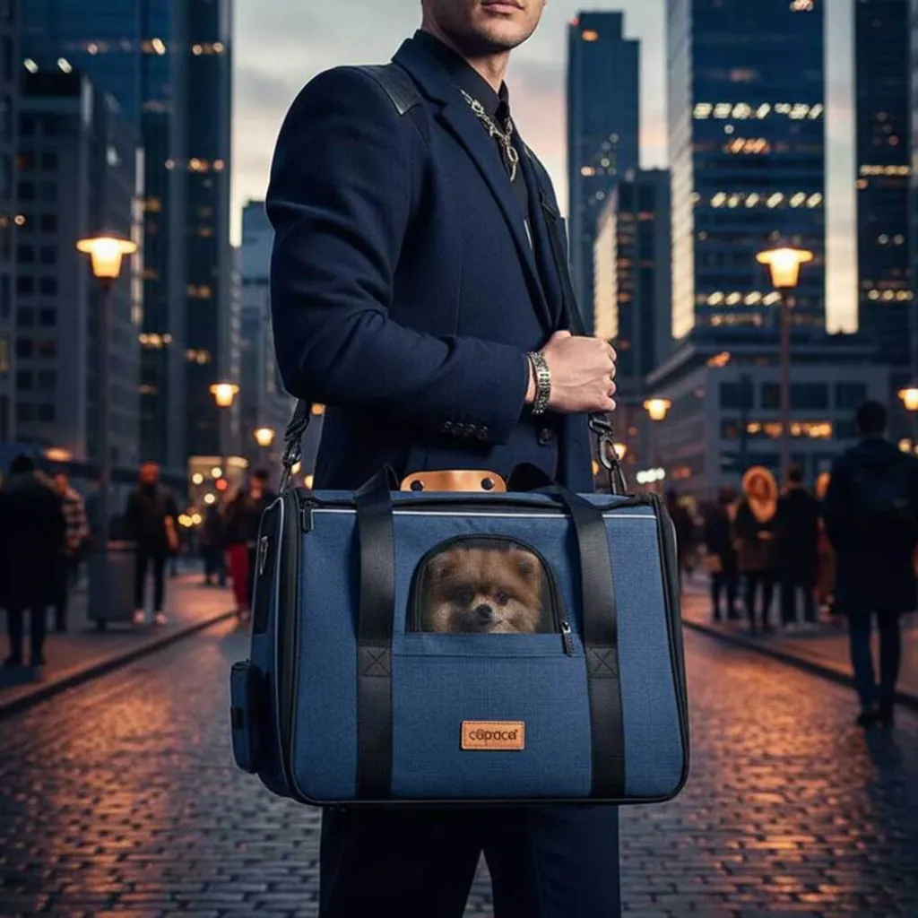 Дорожная и авиа переноска для собак и кошек Cadoca Comfort Dog Carrier 2-in-1 Dark blue Дорожная и авиа переноска для собак и кошек Cadoca Comfort Dog Carrier 2-in-1 Dark blue