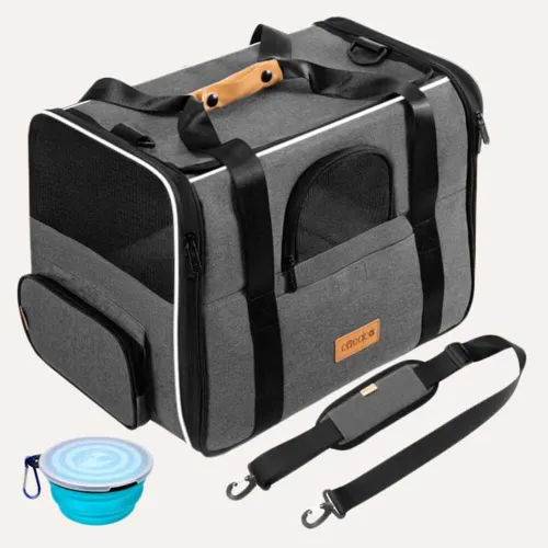 Дорожная и авиа переноска для собак и кошек Cadoca Comfort Dog Carrier 2-in-1 Gray - Фото№1 Дорожная и авиа переноска для собак и кошек Cadoca Comfort Dog Carrier 2-in-1 Gray - Фото№1