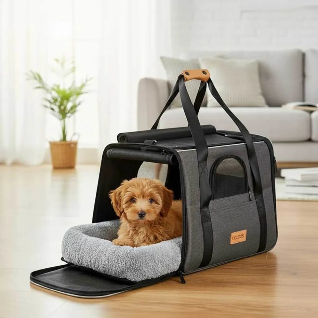 Дорожная и авиа переноска для собак и кошек Cadoca Comfort Dog Carrier 2-in-1 Gray Дорожная и авиа переноска для собак и кошек Cadoca Comfort Dog Carrier 2-in-1 Gray