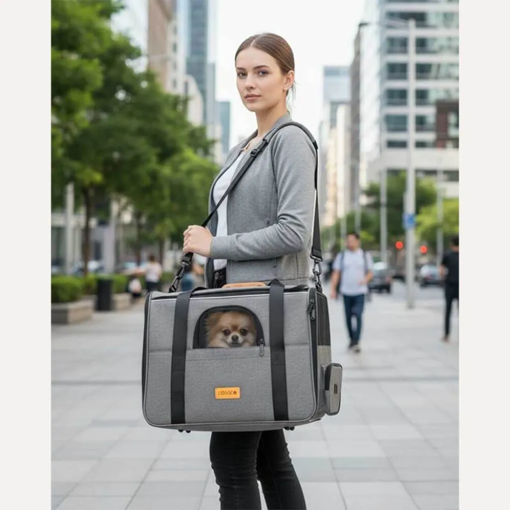 Дорожная и авиа переноска для собак и кошек Cadoca Comfort Dog Carrier 2-in-1 Gray Дорожная и авиа переноска для собак и кошек Cadoca Comfort Dog Carrier 2-in-1 Gray