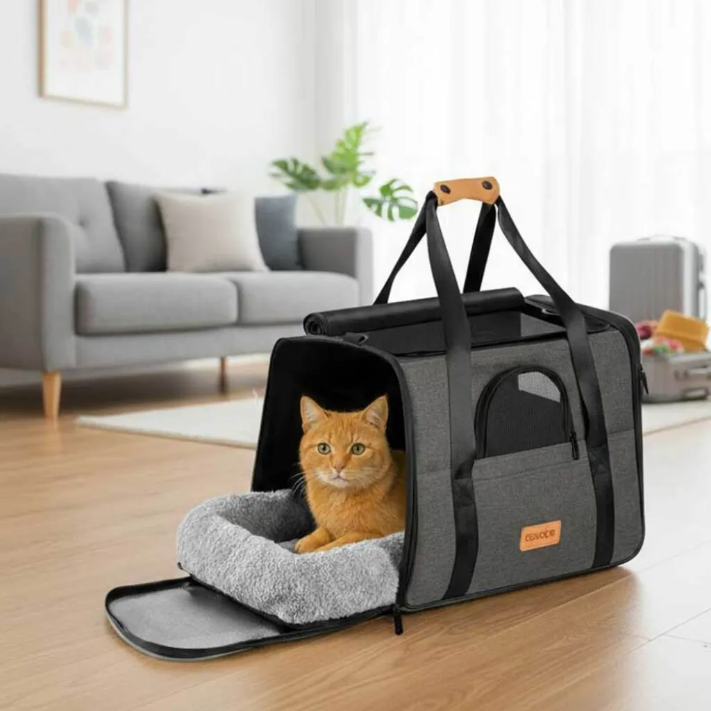 Дорожная и авиа переноска для собак и кошек Cadoca Comfort Dog Carrier 2-in-1 Gray Дорожная и авиа переноска для собак и кошек Cadoca Comfort Dog Carrier 2-in-1 Gray