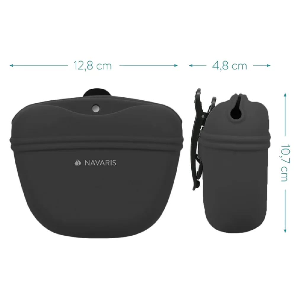 Силиконовая сумка для лакомства с магнитной застежкой Navaris Hunde Futterbeutel aus Silikon, dark grey