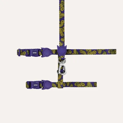 Набор шлейки и поводка для котов Zee.Cat Lords of zee.Town Zmiley Harness + Leash Set - Фото№1