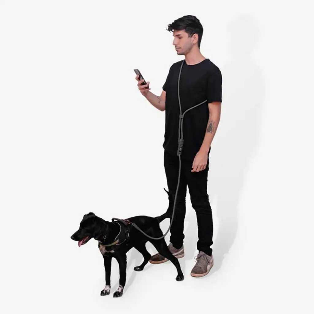 Поводок для собак Zee.Dog Titanium grey Handsfree Leash, 120-240 см