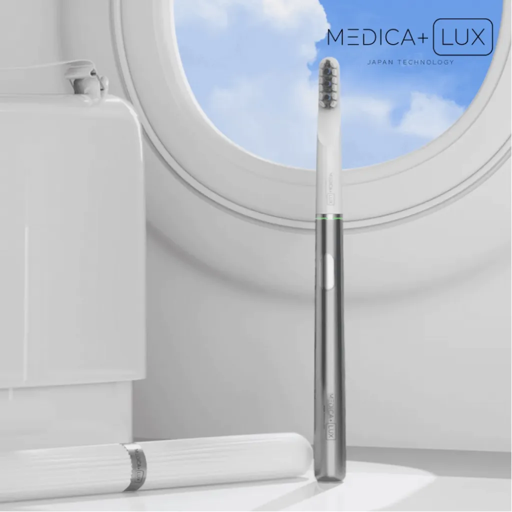 Отбеливающая звуковая зубная щетка Medica+Lux 10Х Portable, серый Отбеливающая звуковая зубная щетка Medica+Lux 10Х Portable, серый