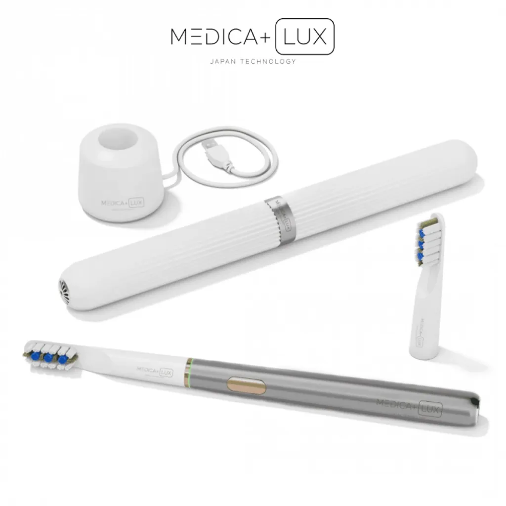 Отбеливающая звуковая зубная щетка Medica+Lux 10Х Portable, серый Отбеливающая звуковая зубная щетка Medica+Lux 10Х Portable, серый