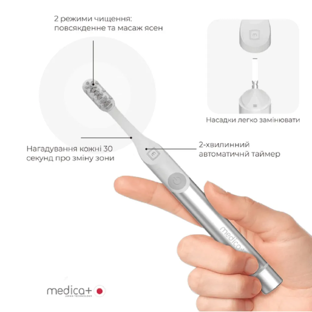 Звукова зубна щітка Medica+ Pro Brush 7.0 Compact, срібний Звукова зубна щітка Medica+ Pro Brush 7.0 Compact, срібний