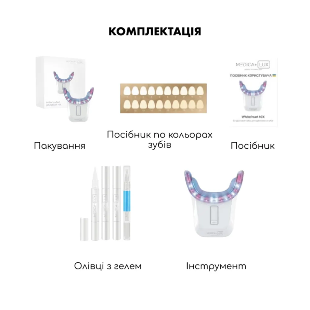 Відбілювальна капа для зубів Medica+ White Pearl 10X, білий Відбілювальна капа для зубів Medica+ White Pearl 10X, білий