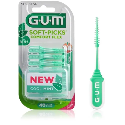 Набір міжзубних щіток GUM Soft Picks Comfort Flex Mint, стандартна, 40 штук - Фото№1 Набір міжзубних щіток GUM Soft Picks Comfort Flex Mint, стандартна, 40 штук - Фото№1