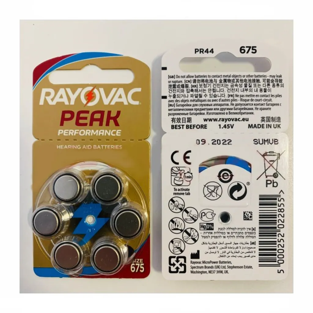 Батарейка RAYOVAC Peak 675 для слухових апаратів Батарейка RAYOVAC Peak 675 для слухових апаратів